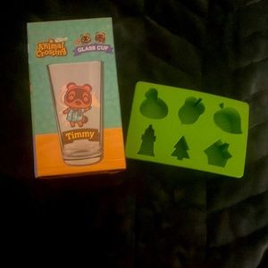 Animal crossing glass cup and ice cube bundle